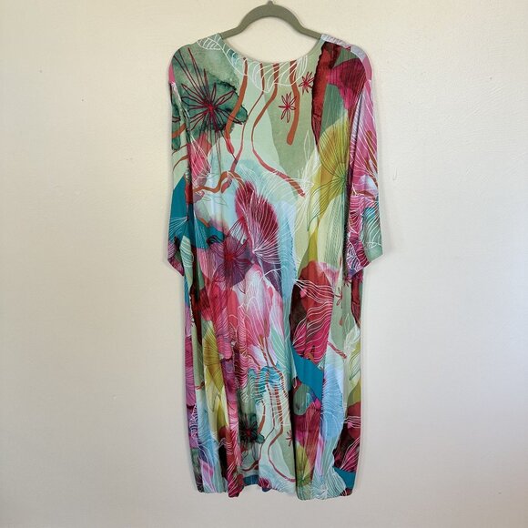 Womens MuMu Vibrant Floral Maxi Dress By Ulla Popken Size 28 Loungewear Zip Up - Picture 3 of 10